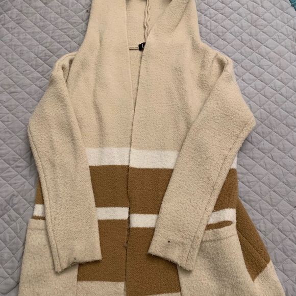 Lulus Carlsbad Tan and Beige Hooded Cardigan Sweater - Picture 3 of 3